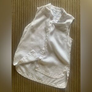 Tommy Bahama White Sleeveless Button-Down Linen Top